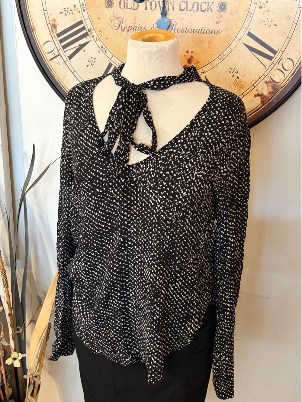 Cloth & Stone Women's Black & White Rayon Blouse Size S